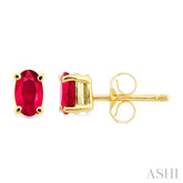 5x3 MM Oval Cut Ruby Stud Earrings in 14K Yellow Gold